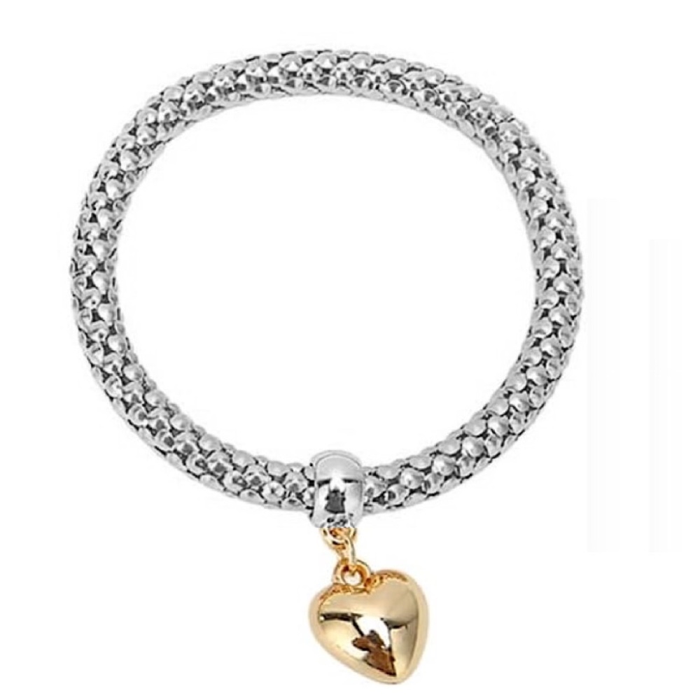 New Liv Oliver Silver 18k Gold plated Heart Charm Bracelet